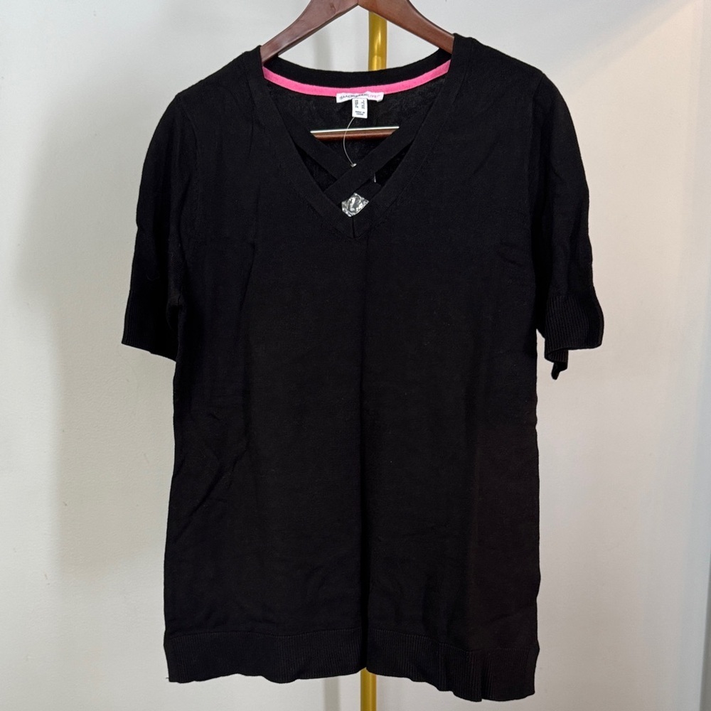 Isaac Mizrahi Black short sleeve knitted sweater NEW L